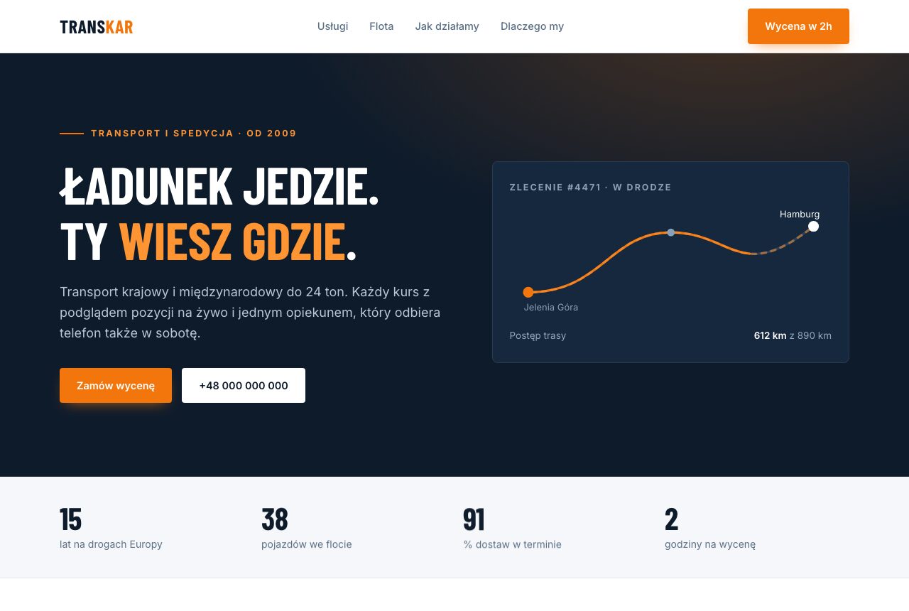 Koncept firmy transportowej